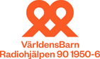 Logga för Världens Barn, med texten Världens Barn, Radiohjälpen 90 1950-6.