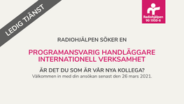 Radiohjälpen rekryterar ny medarbetare