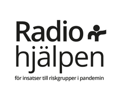 Radiohjälpens symbol och text som beskriver att vi samlar in till riskgrupper i pandemin. 