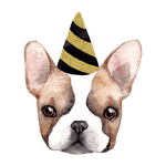Illustration av en hund med en party-hatt
